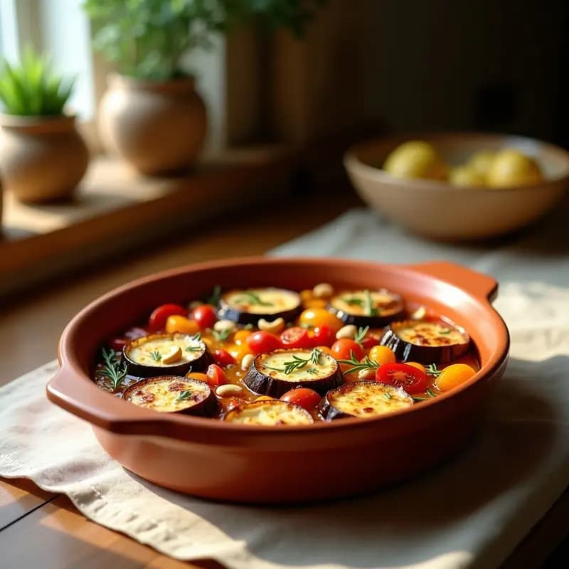 Ratatouille con Berenjena Asada y Tomates Secos: Receta Provenzal Vegana en Horno Lento