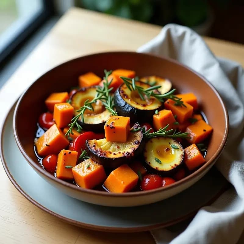 Ratatouille de Calabaza Kabocha y Tofu Ahumado: Receta Francesa Vegana y Keto