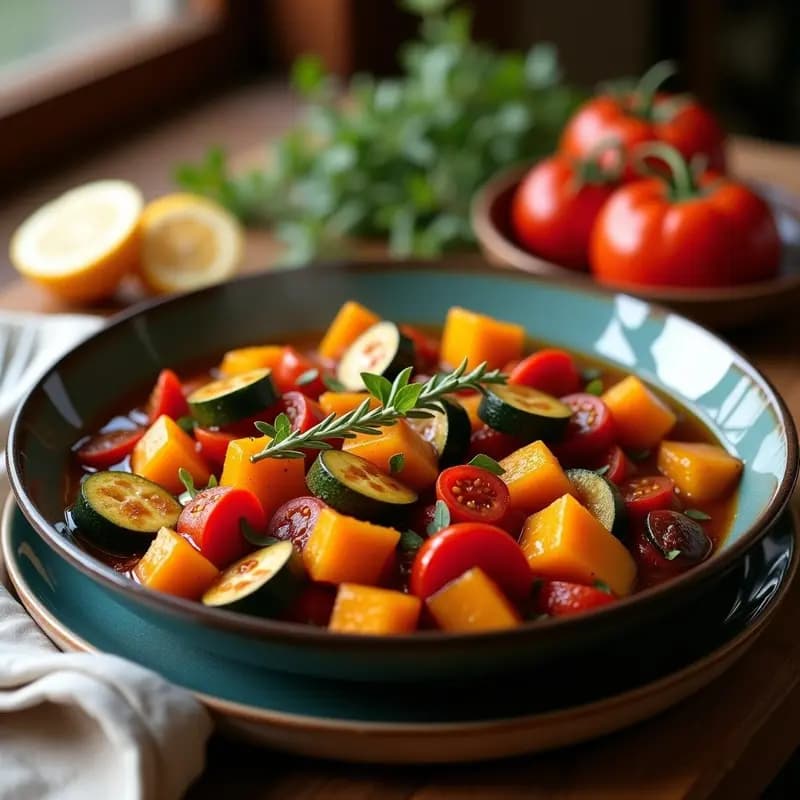 Ratatouille Provenzal con Calabaza Butternut: Receta Francesa en Olla Lenta y Sin Aceite