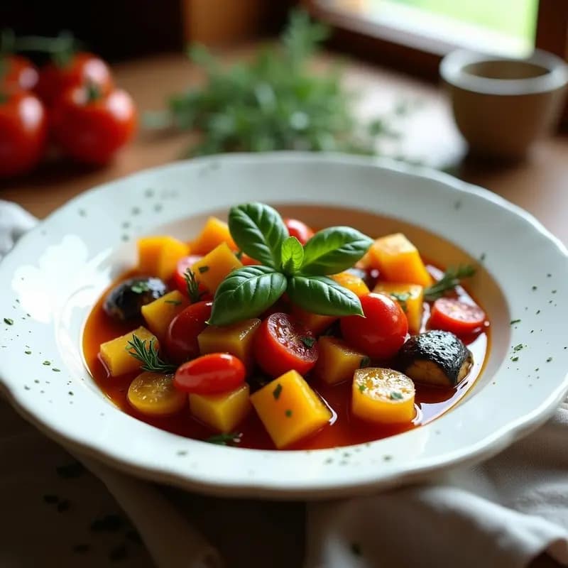Ratatouille de Calabaza y Tomate: Receta Francesa Vegana en Olla Exprés