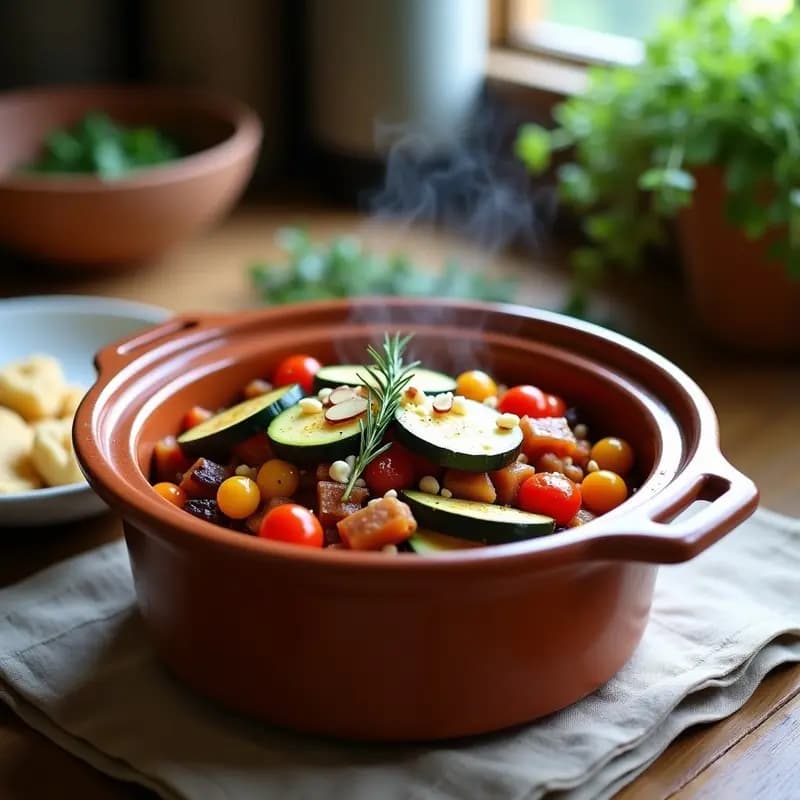 Ratatouille en Crockpot con Queso de Cabra Vegano: Receta Francesa de Cocción Lenta