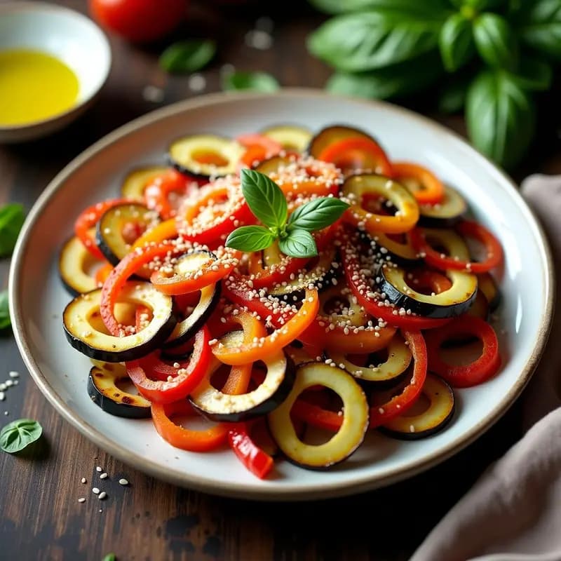 Ratatouille en Espiral: Receta Francesa Keto en Airfryer con Berenjena, Calabacín y Pimiento