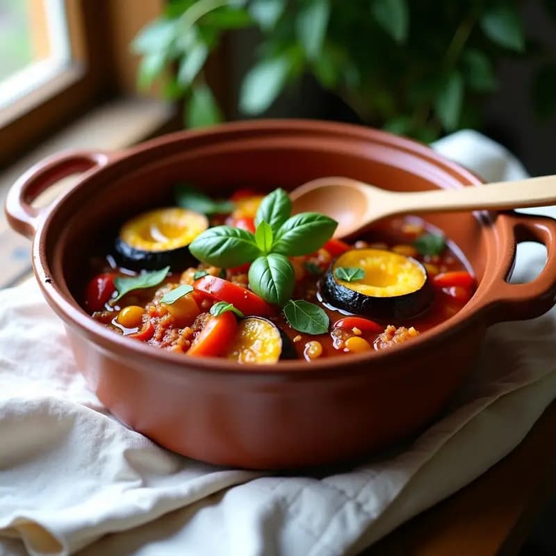 Ratatouille con Hierbas Provenzales: Receta Francesa Vegana en Una Sola Olla