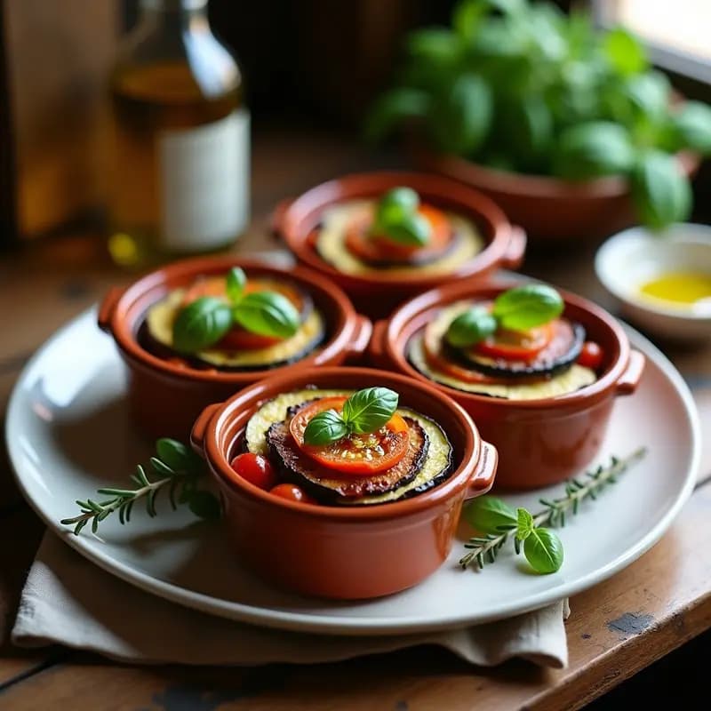 Ratatouille en Mini Cocotte: Receta Francesa Tradicional con Berenjena y Calabacín Asados
