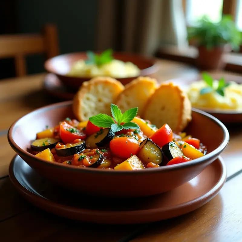 Ratatouille con Pan de Ajo de Coliflor: Receta francesa keto y vegana