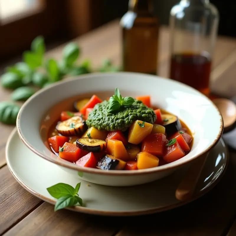 Ratatouille al Pistou: Receta Francesa Tradicional con Toque Provenzal en Olla Exprés