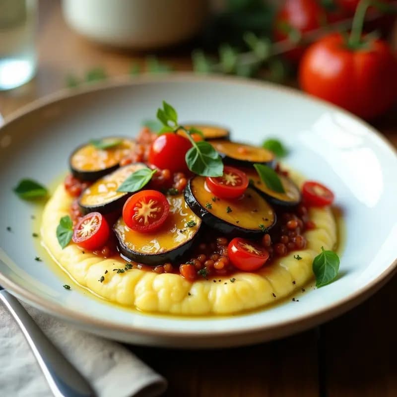 Ratatouille Francaise con Polenta Cremosa: Plato Vegano de Provenza