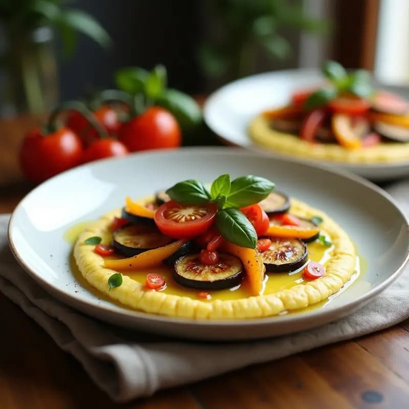 Ratatouille con Polenta de Maíz Azul: Receta Francesa Vegana y Sin Gluten