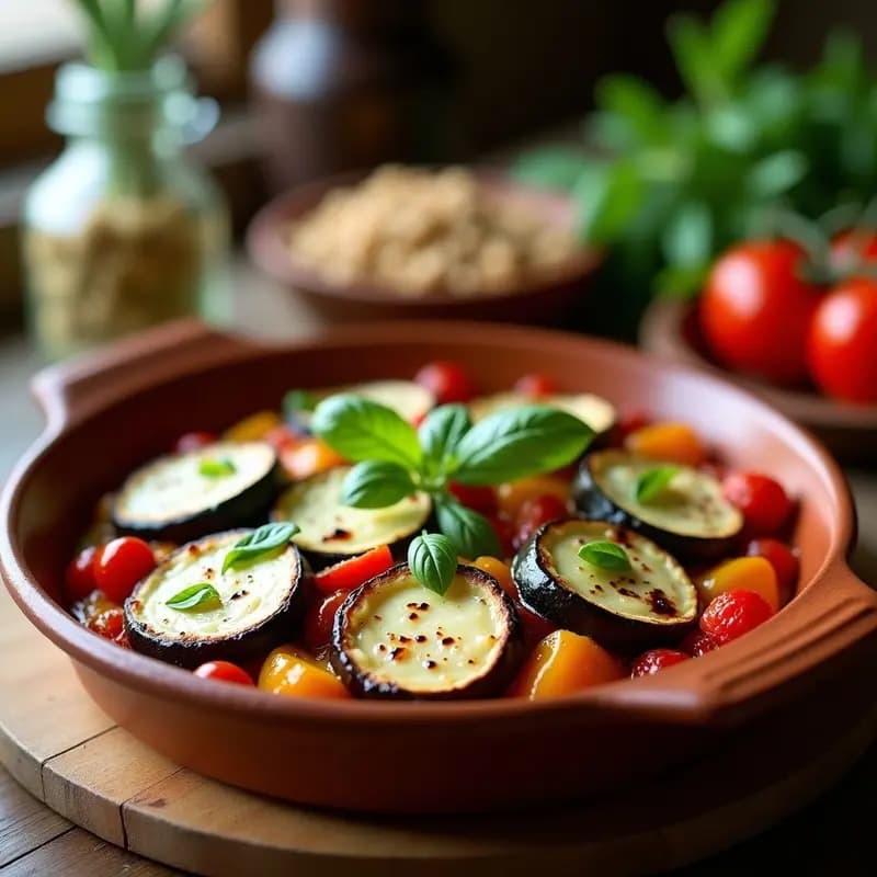Ratatouille Provenzal con Queso de Cabra: Estofado Francés de Verduras Asadas