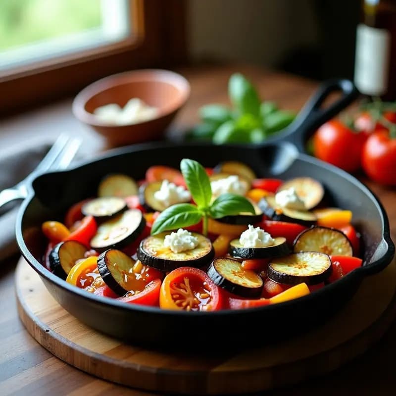 Ratatouille en Capas con Queso de Cabra: Receta Francesa en Sartén con Toque Gourmet
