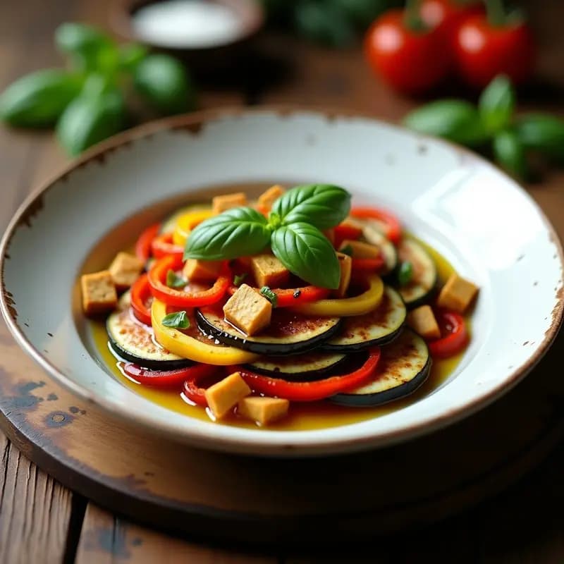Ratatouille con Tofu Ahumado: Versión Francesa Vegana y Alta en Proteína