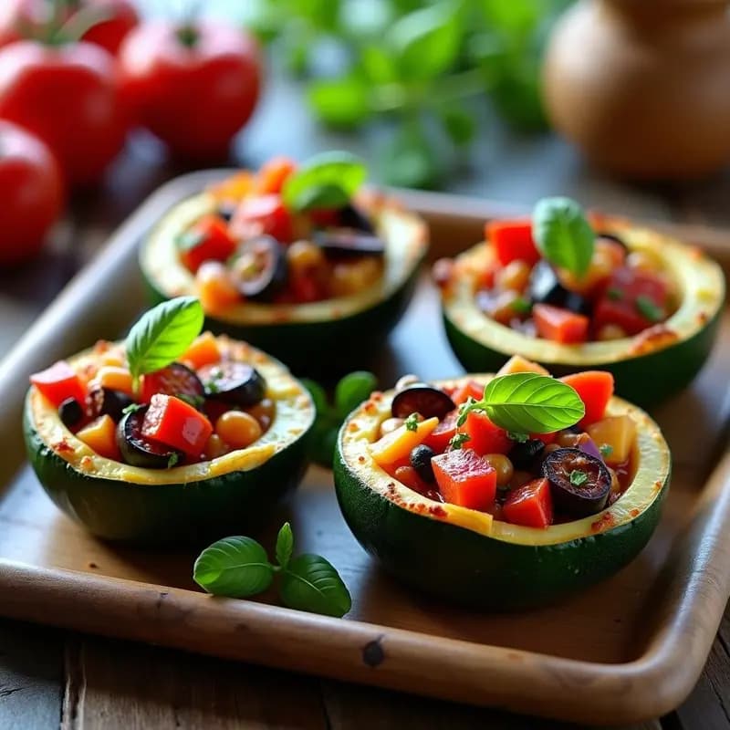 Ratatouille en Vasitos de Calabacín Horneados: Receta Francesa en Porciones Individuales