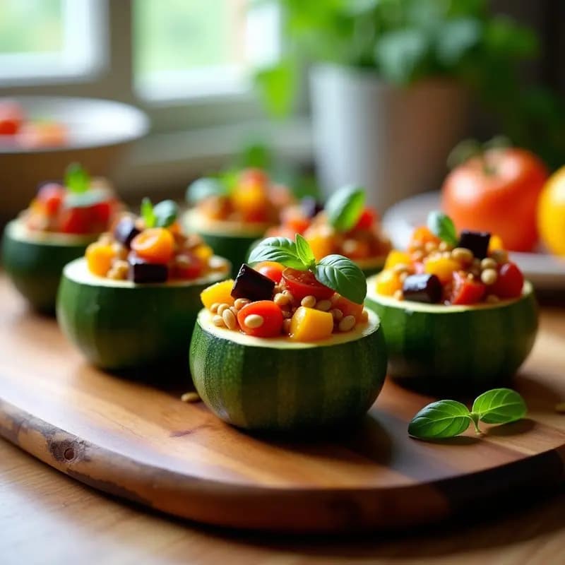 Ratatouille en Vasitos de Calabacín: Entrante Francés Sin Cocción