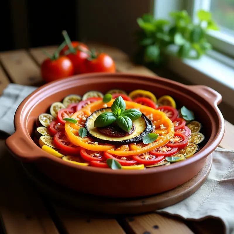 Ratatuille Provenzal con Toque de Azafrán: Receta Francesa Vegana y Baja en Calorías