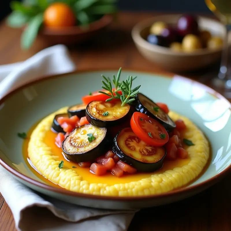 Ratatuille al Estilo Provenzal con Polenta Cremosa: Receta Francesa Vegana y Sin Gluten