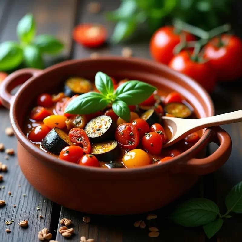 Ratatuille Provenzal con Tomates Secos: Guiso Francés Vegano y Bajo en Calorías