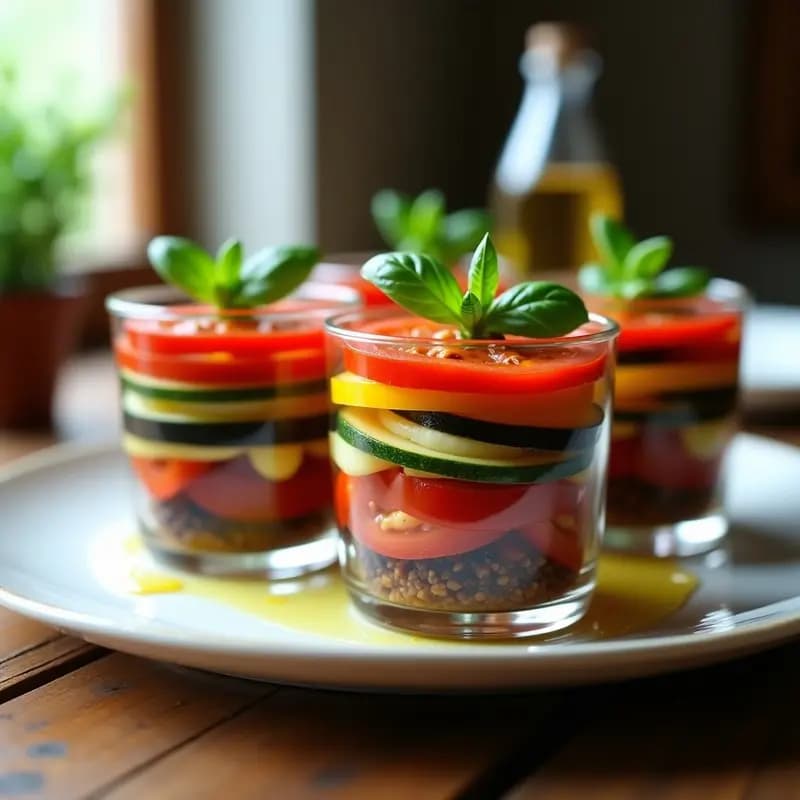 Ratatuille en Vasitos Individuales: Entrante Francés Vegano y Sin Gluten