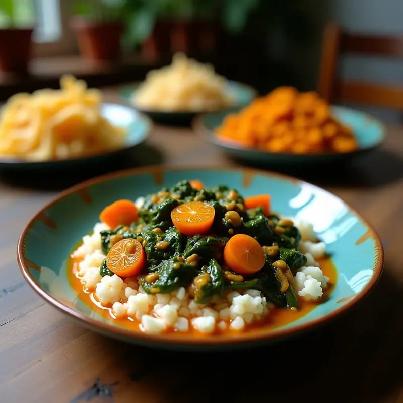 Ratura Sri Lankesa con Hojas de Espinaca y Coco: Receta Vegana Picante