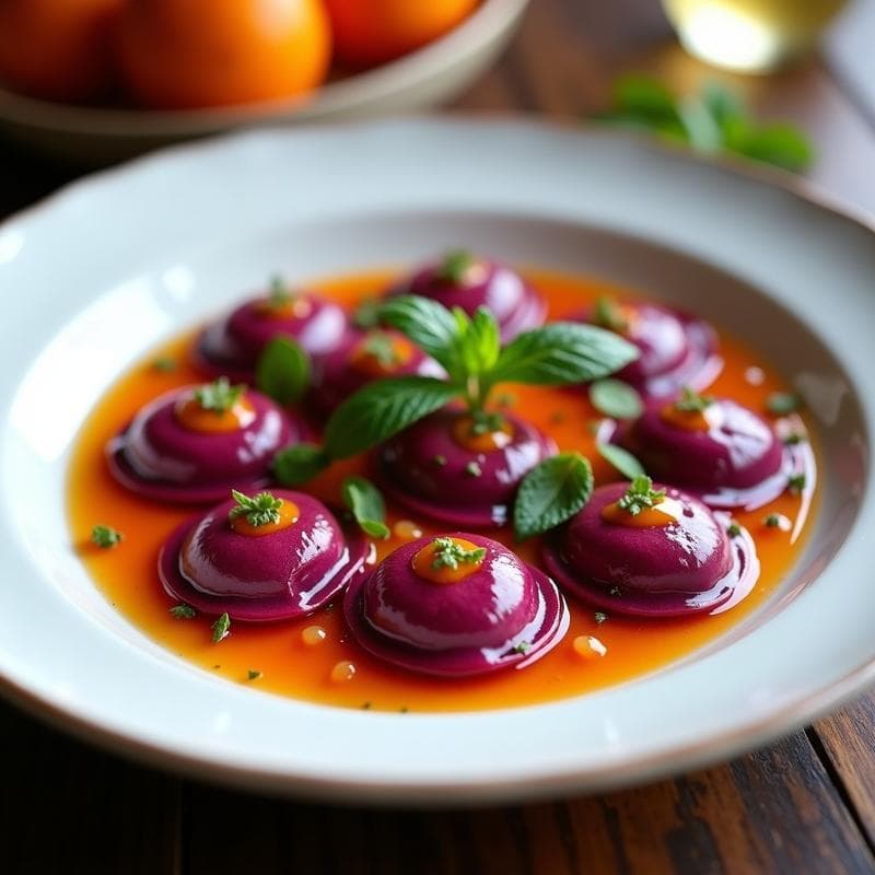 Ravioles de Remolacha y Ricotta en Salsa de Naranja: Receta Italiana Sin Gluten y Colorida