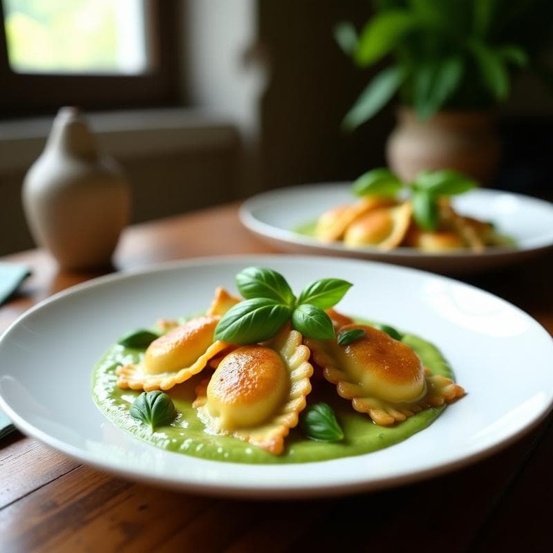 Ravioli de Calabacín y Queso de Anacardos: Receta Sin Gluten en Airfryer con Salsa de Albahaca