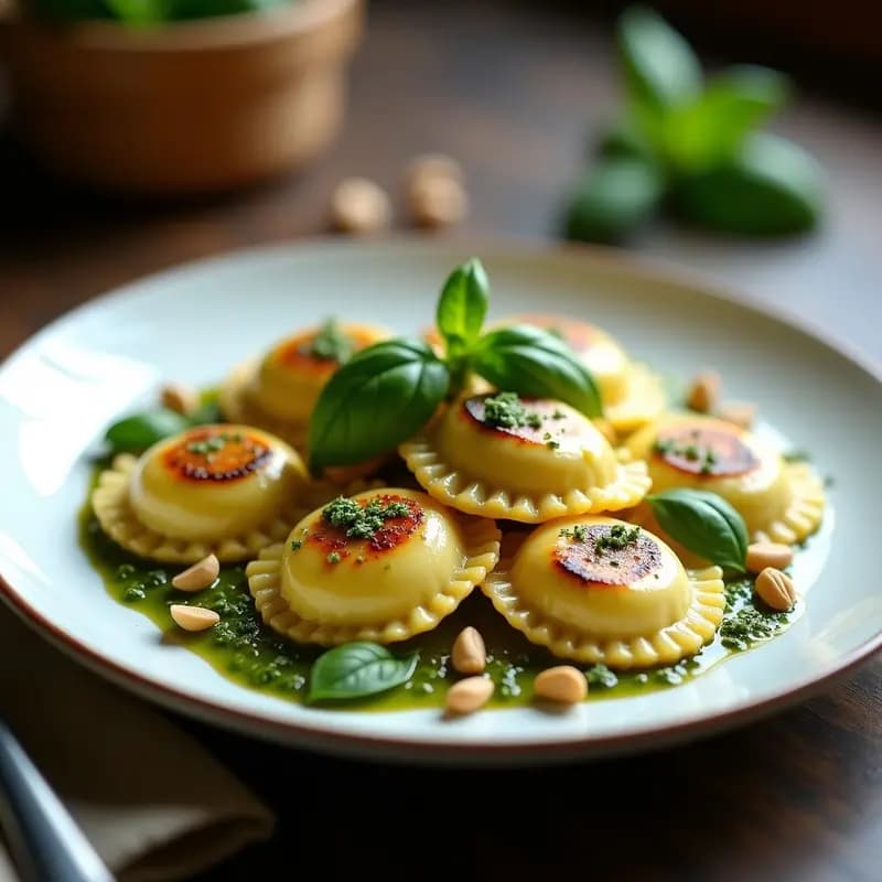 Ravioli de Calabacín y Ricotta con Salsa de Albahaca: Receta Italiana en Sartén Rápida y Sin Horno