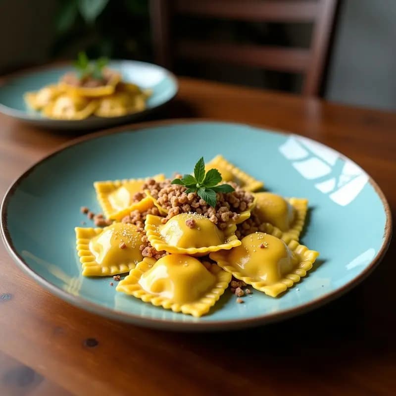 Ravioli de Calabaza y Gorgonzola con Nueces Tostadas: Receta Italiana Gourmet en Airfryer