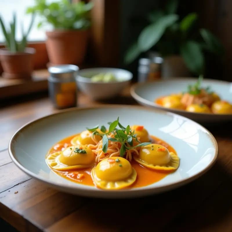 Ravioli de Calabaza Kabocha con Queso de Cáscara de Piña: Receta Italiana Vegana
