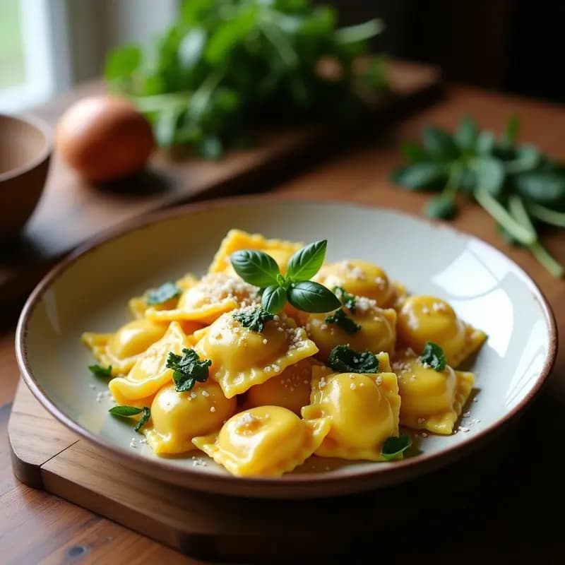 Ravioli de Calabaza y Queso de Anacardo con Salsa de Salvia: Receta Italiana Vegana