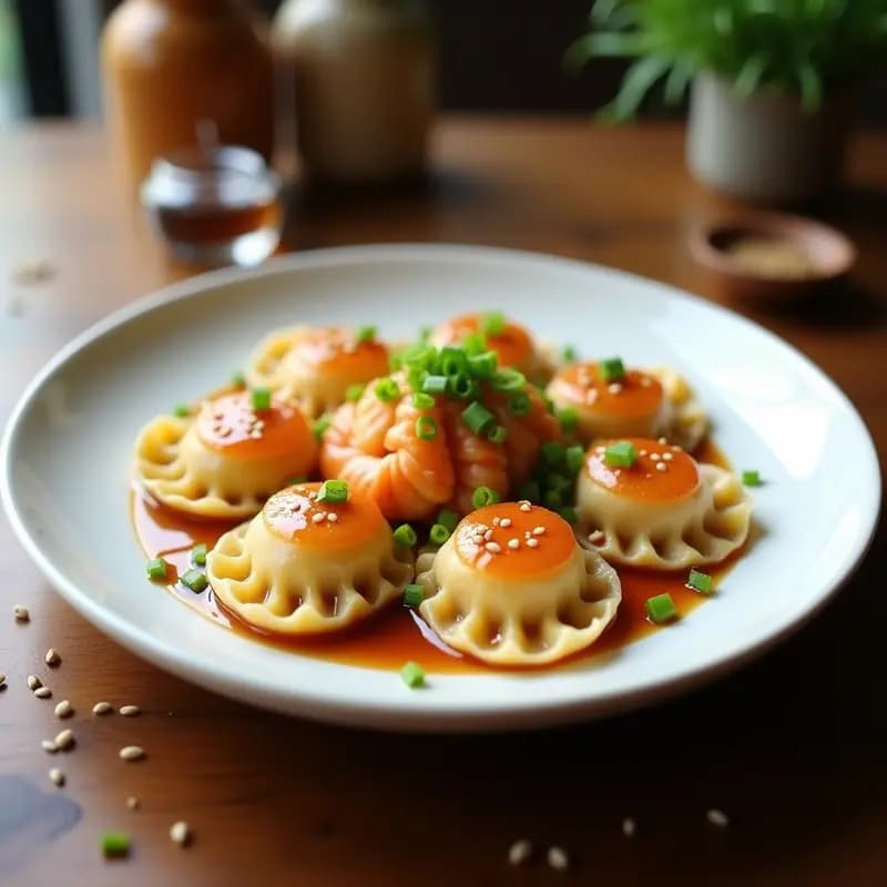 Ravioli Chinos de Camarón y Jengibre: Receta en Wok con Salsa de Soja Baja en Sodio