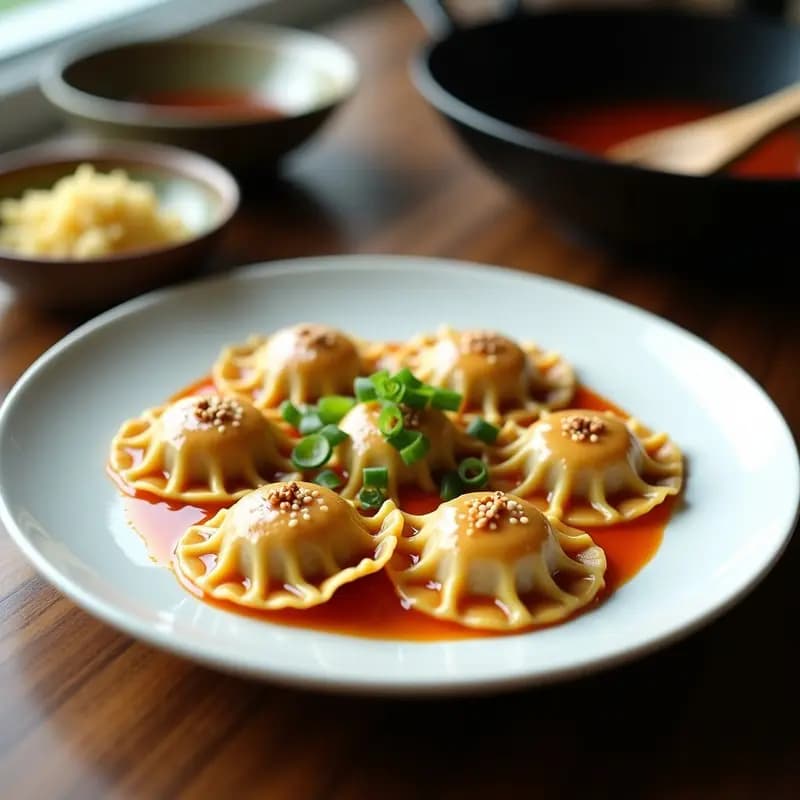 Ravioli Chino de Cerdo y Jengibre: Receta en Wok con Salsa de Sésamo