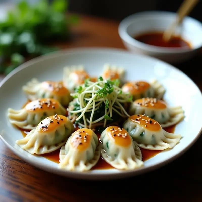 Ravioli Chino de Espinacas y Hongos Shiitake: Receta Vegana con Salsa de Soja y Jengibre