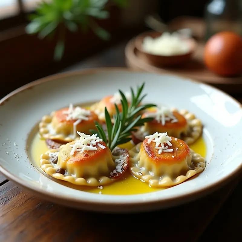 Ravioli de Hongos Portobello y Ricotta: Receta Italiana Sin Gluten en Sartén