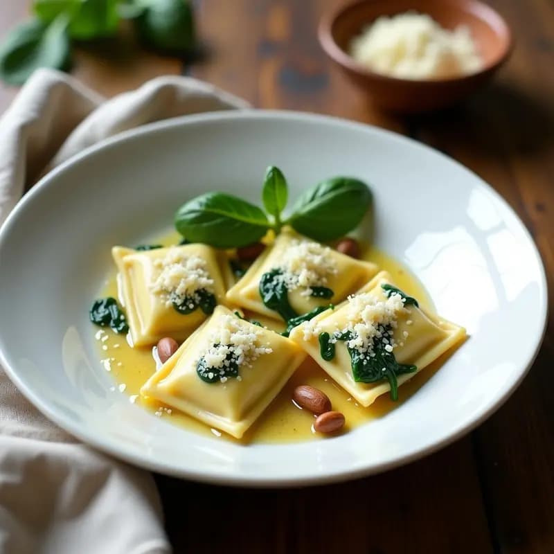 Ravioli Rellenos de Queso de Cabra y Espinacas: Receta Italiana Gourmet