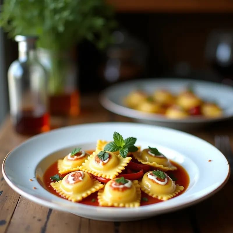 Ravioli de Remolacha y Ricotta Azul: Receta Italiana Gourmet con Reducción de Vinagre Balsámico
