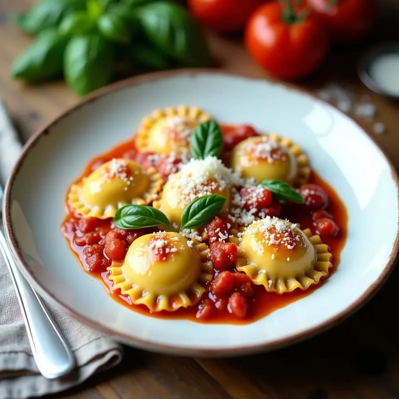 Ravioli Caseros de Ricota y Espinacas: Receta Italiana en Salsa de Tomate
