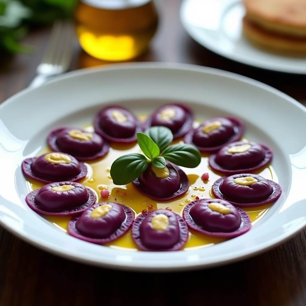 Raviolis de Batata Morada y Queso de Cúrcuma: Receta Italiana Vegana en Thermomix