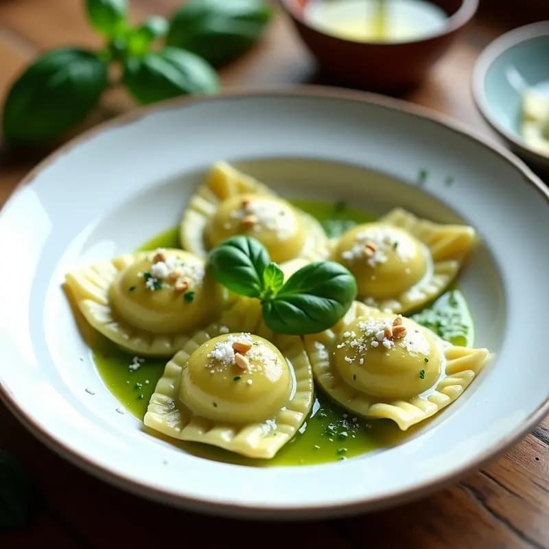 Raviolis de Calabacín y Queso de Cabra con Salsa de Albahaca: Receta Italiana Sin Harina