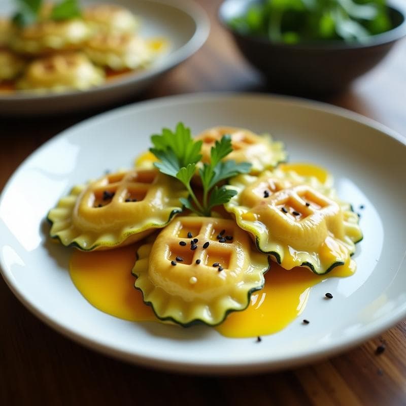 Raviolis de Calabacín con Relleno de Queso de Cúrcuma: Receta Keto en Airfryer sin Masa