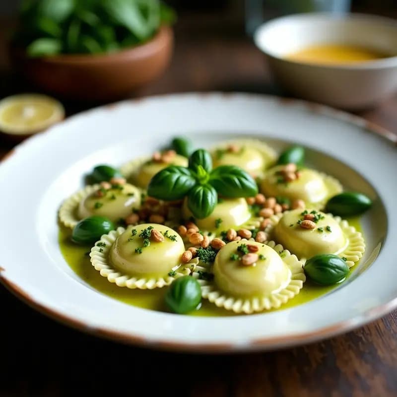 Raviolis de Calabacín y Ricotta con Salsa de Albahaca y Piñones: Receta Italiana Low-Carb