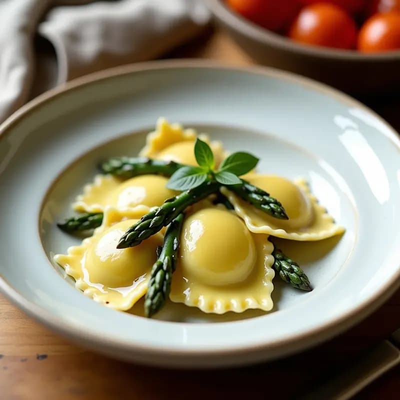 Raviolis de Calabacín con Relleno de Ricotta de Almendras y Espárragos: Receta Italiana Keto