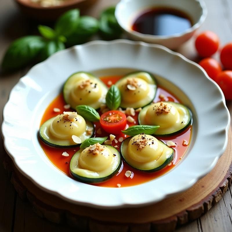 Raviolis de Calabacín y Ricotta de Almendras: Receta Vegana Sin Pasta y con Toque Italiano