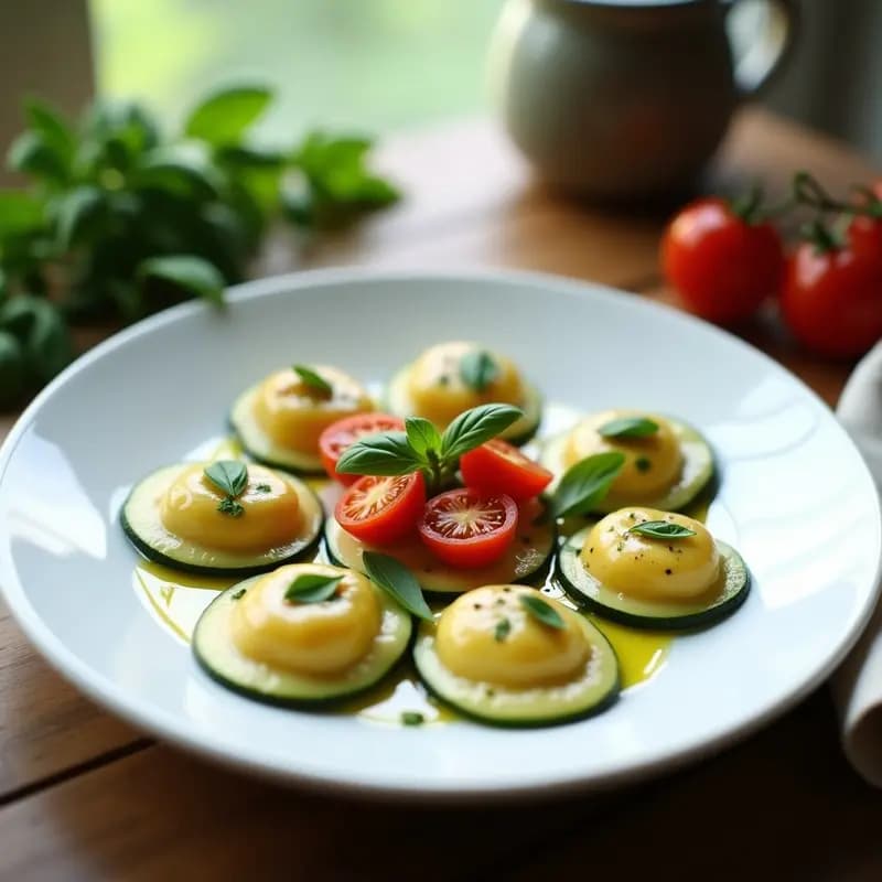 Raviolis de Calabacín con Relleno de Ricotta de Anacardos y Albahaca: Receta Italiana Vegana