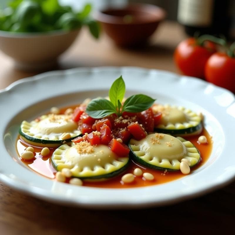 Raviolis de Calabacín y Ricotta: Receta Sin Masa en Thermomix con Salsa de Tomate Seco