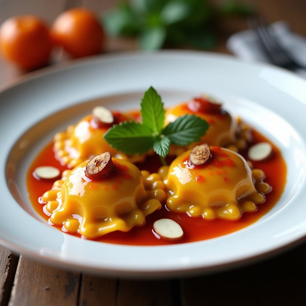 Raviolis de Calabaza Ahumada con Salsa de Harissa: Receta L Congress adequate en Thermomix