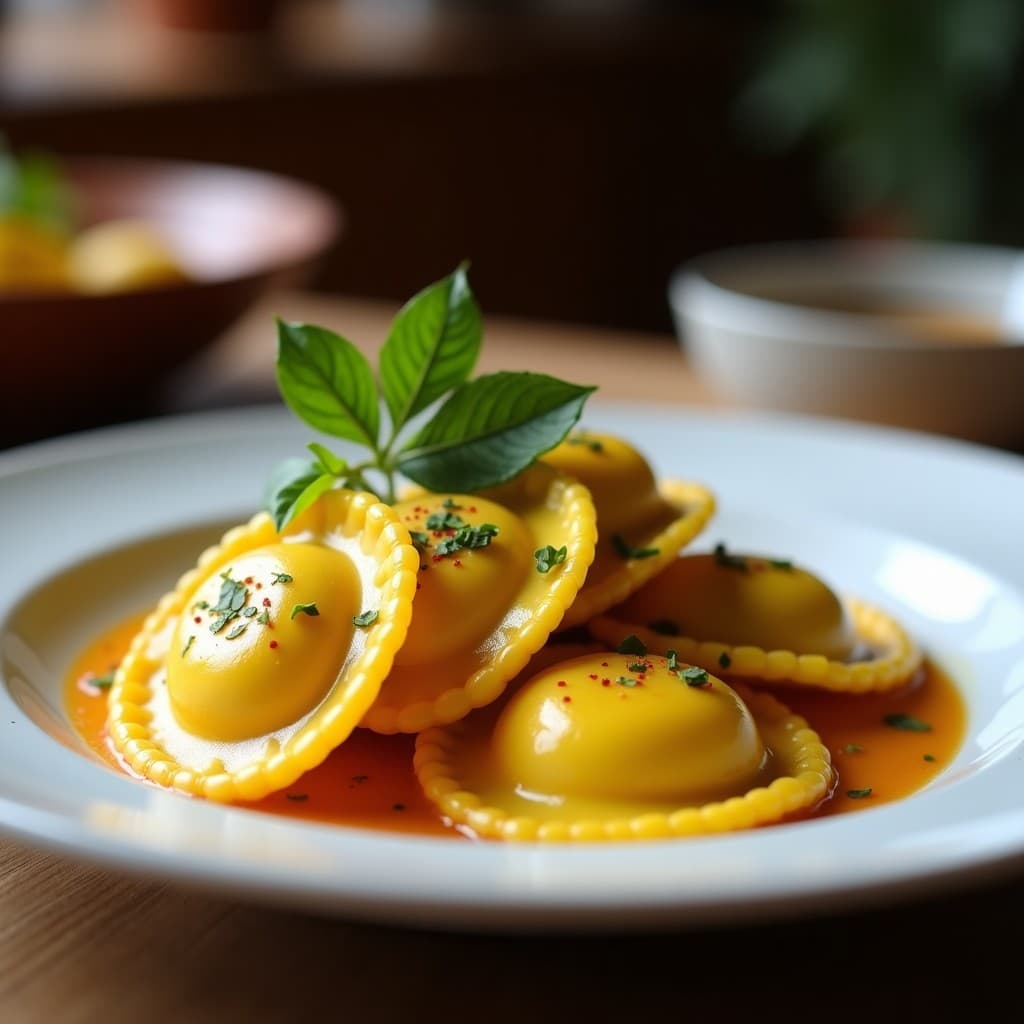 Raviolis de Calabaza Kabocha y Queso de Castaña con Salsa de Polvo de Hongos: Receta Italiana Sin Gluten