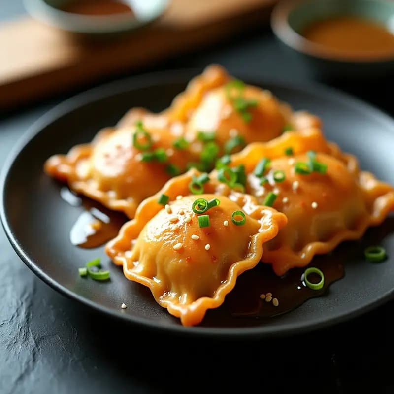 Raviolis de Camarón y Wasabi con Salsa de Soja Reducida: Receta Japonesa en Airfryer