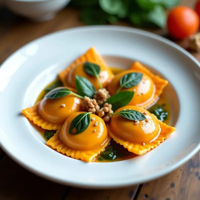 Raviolis de Camote y Espinacas con Salsa de Nuez: Receta Italiana Sin Pasta y Vegana