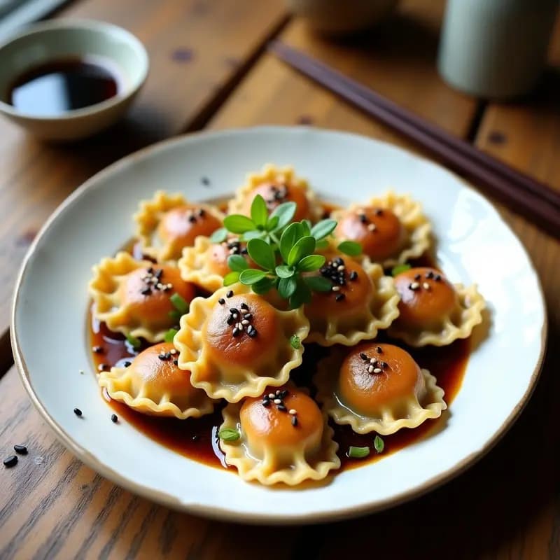 Raviolis Chinos de Hongos Shiitake y Espárragos: Receta en Airfryer con Salsa de Soja Baja en Sodio