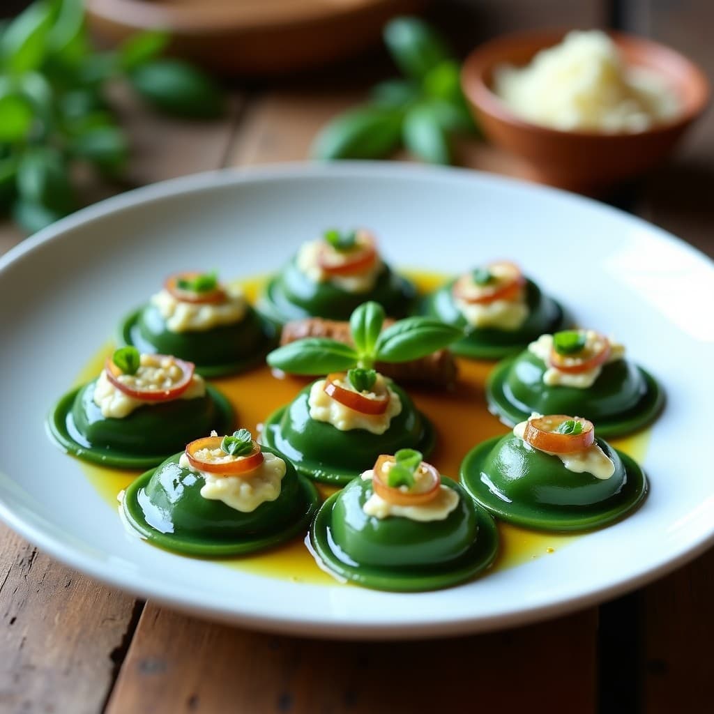 Raviolis de Espirulina Rellenos de Queso de Castaña: Receta Italiana Sin Gluten en Thermomix