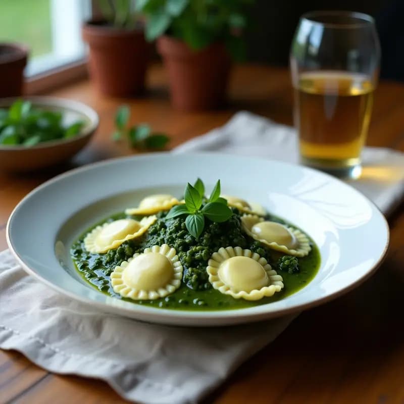 Raviolis de Espirulina y Ricotta: Receta Italiana Innovadora Sin Huevo